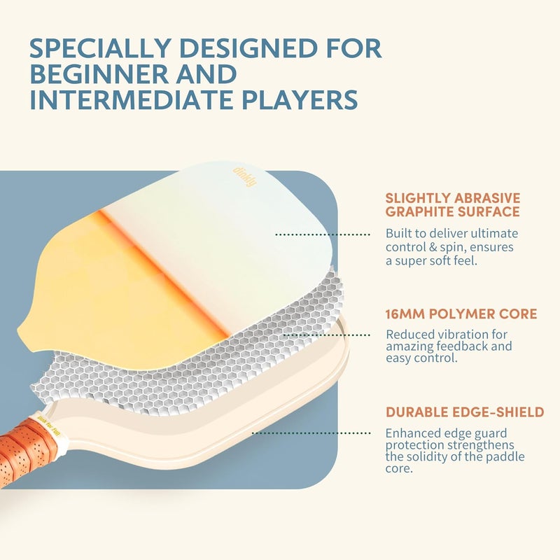 Dinkly Pickleball Paddles Set of 2/4- USAPA Approved Graphite/Fiberglass Pickleball Racket, 2 Pickleball Rackets, 4 Balls and 1 Portable Carry Bag, Aesthetic Pickle Ball Set for Men Women Beginners - Image 3